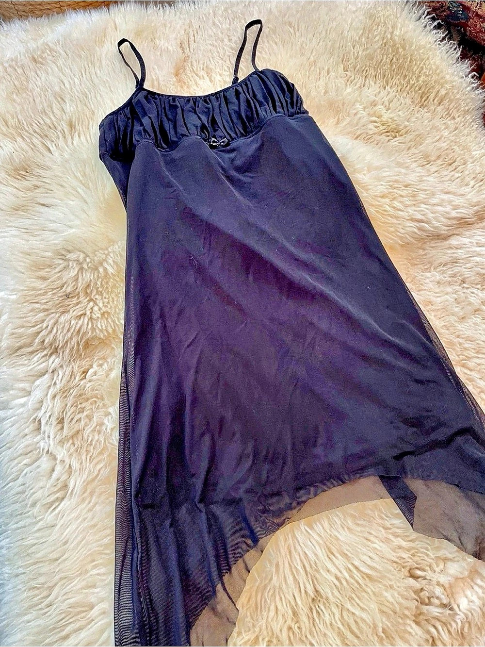 Tunnel Vision Black Witchy Dress with Overlay Adjustable Straps Size Large